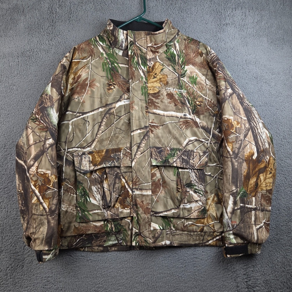Field & Stream Mens Large Realtree Camo Hunting Jacket Quilt Lined Insulated